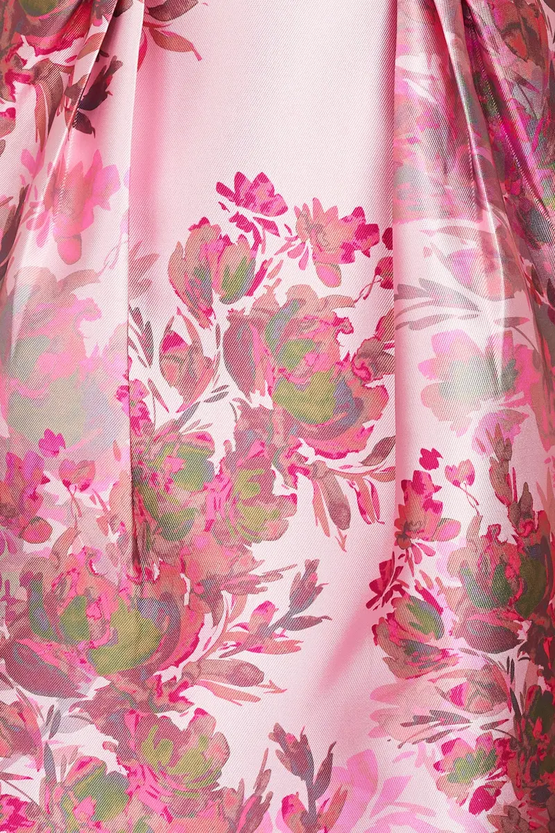 Adriana Abstract Rose Print Mikado Midi Dress