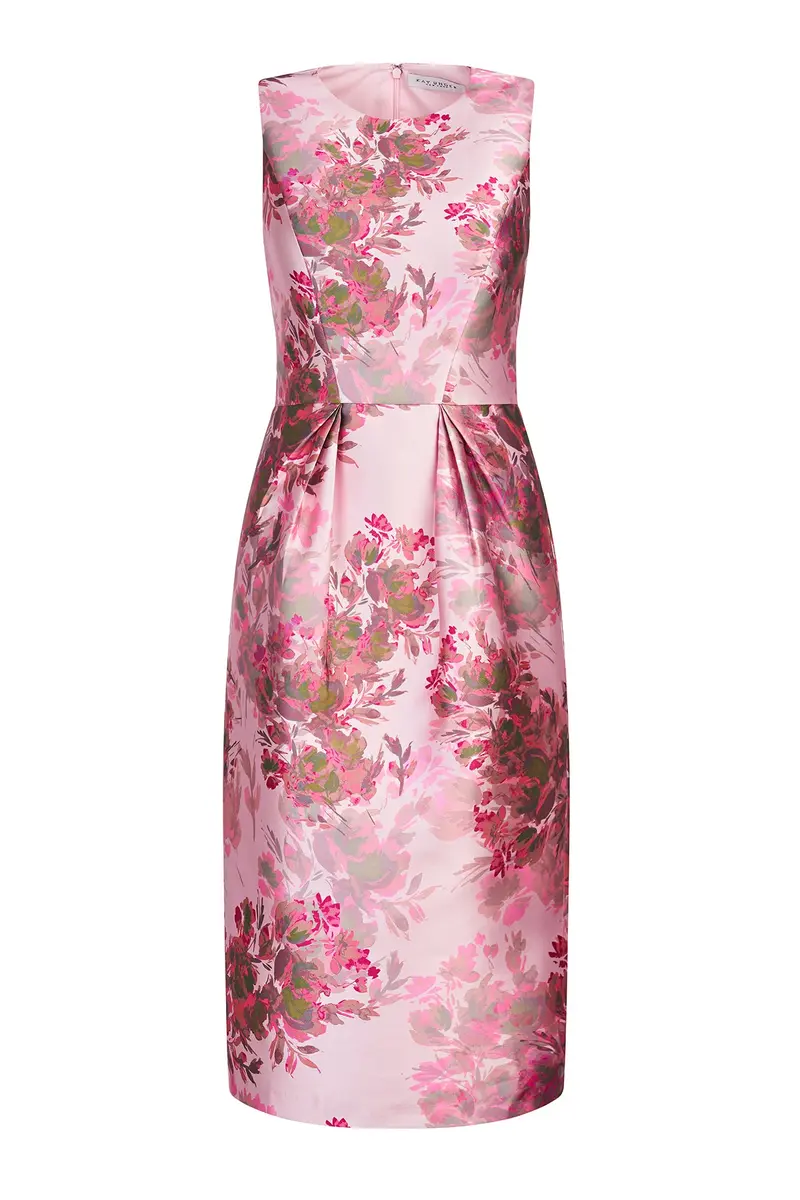Adriana Abstract Rose Print Mikado Midi Dress