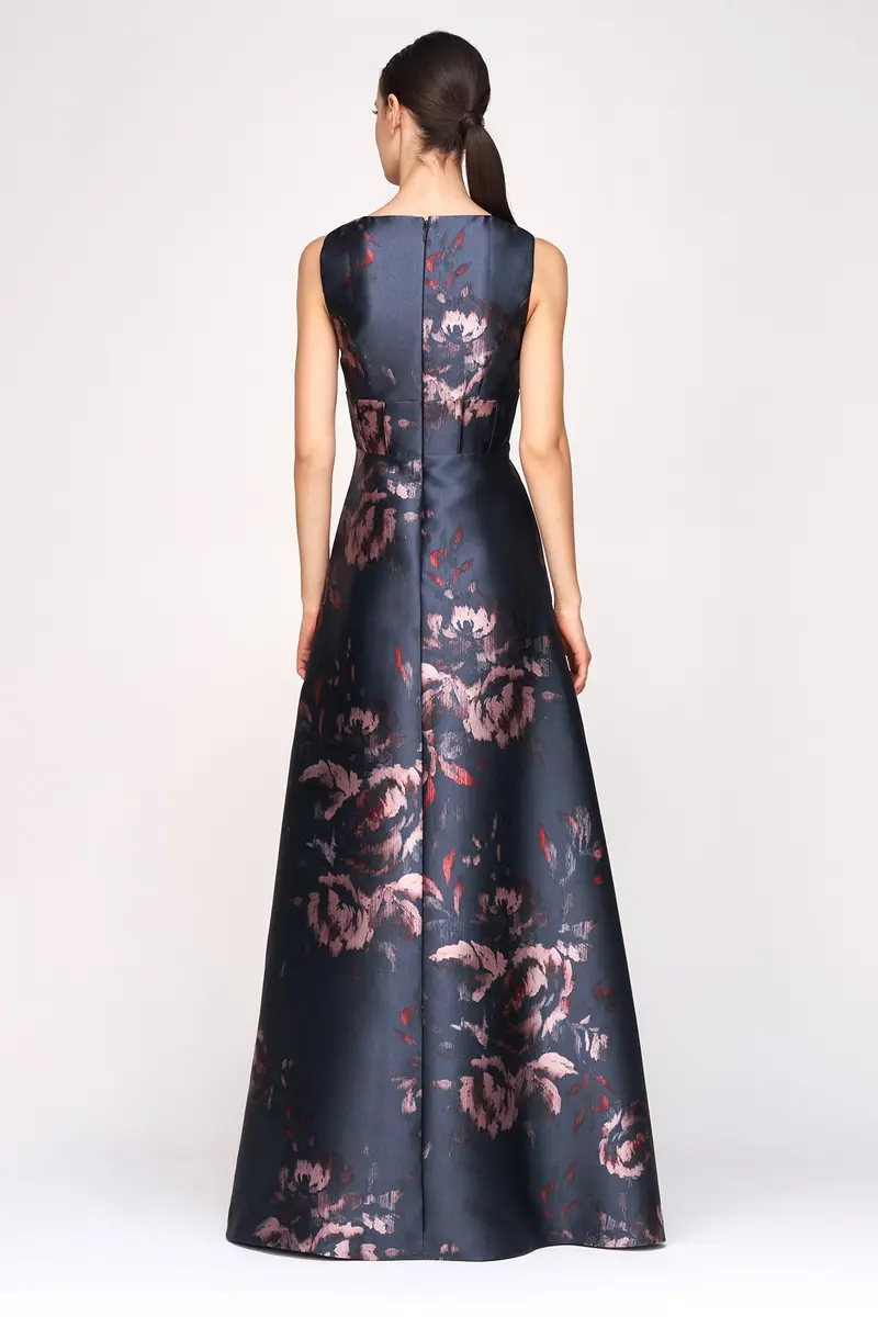 Alexandra Sweetheart-V Neck Striated Rose Mikado Ball Gown 2