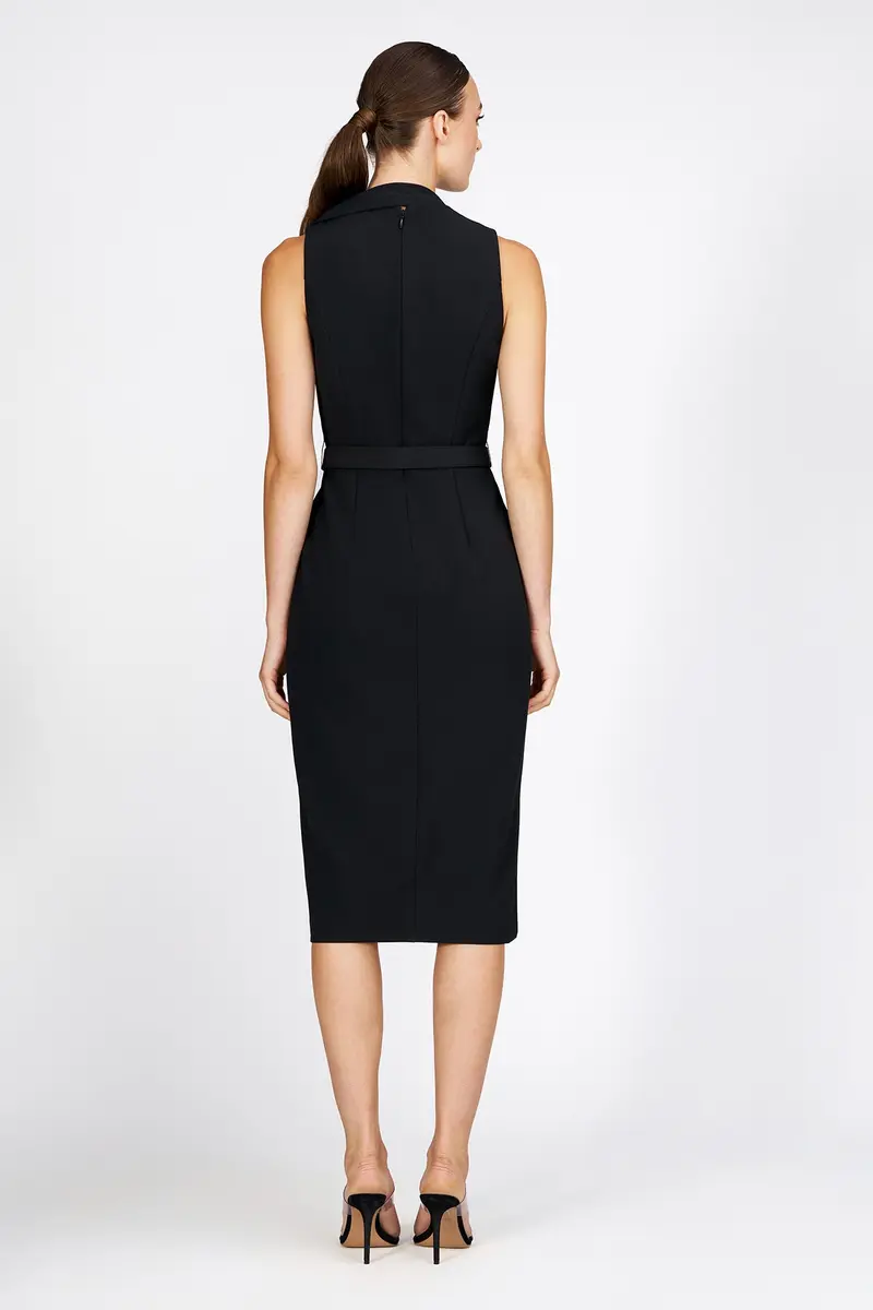 Annika Draped Halter Midi Dress in Luxe Stretch Crepe 2