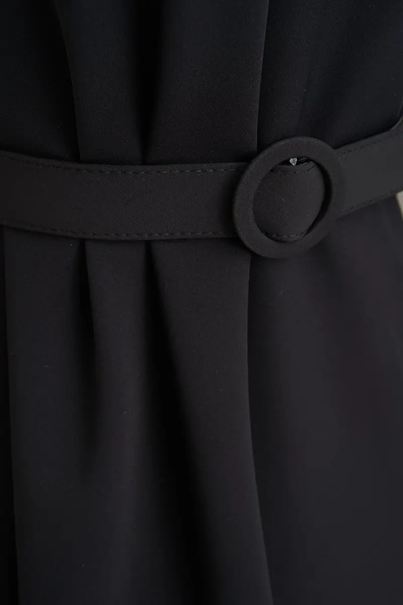Annika Draped Halter Midi Dress in Luxe Stretch Crepe