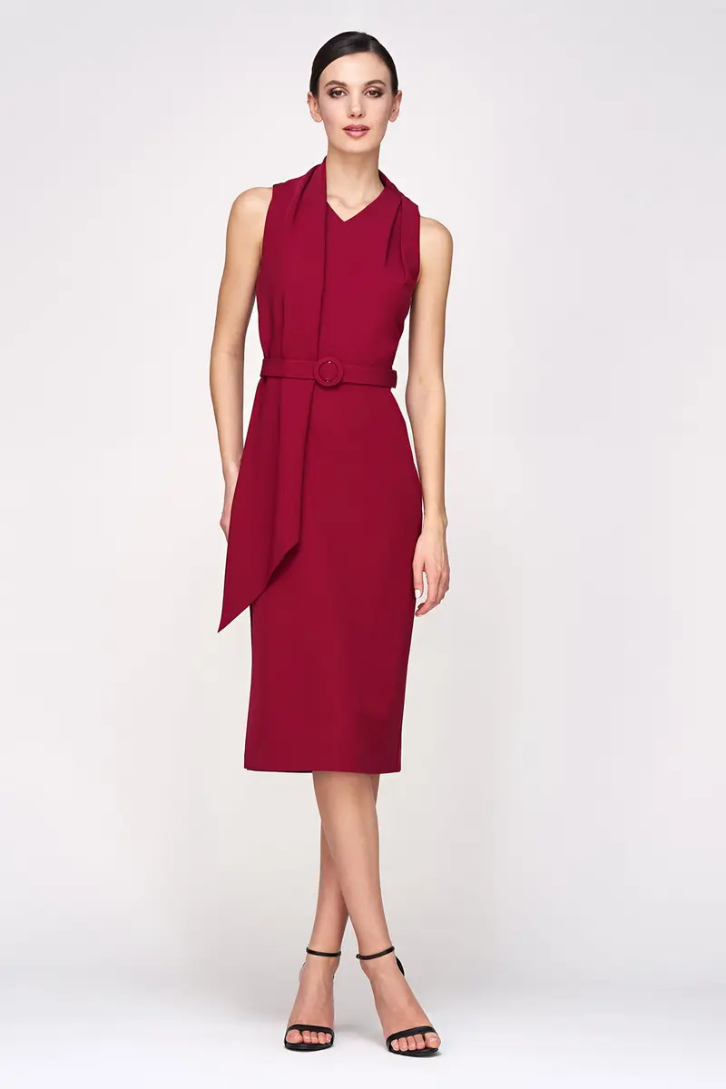 Annika Halter Neck Midi Dress in Stretch Crepe