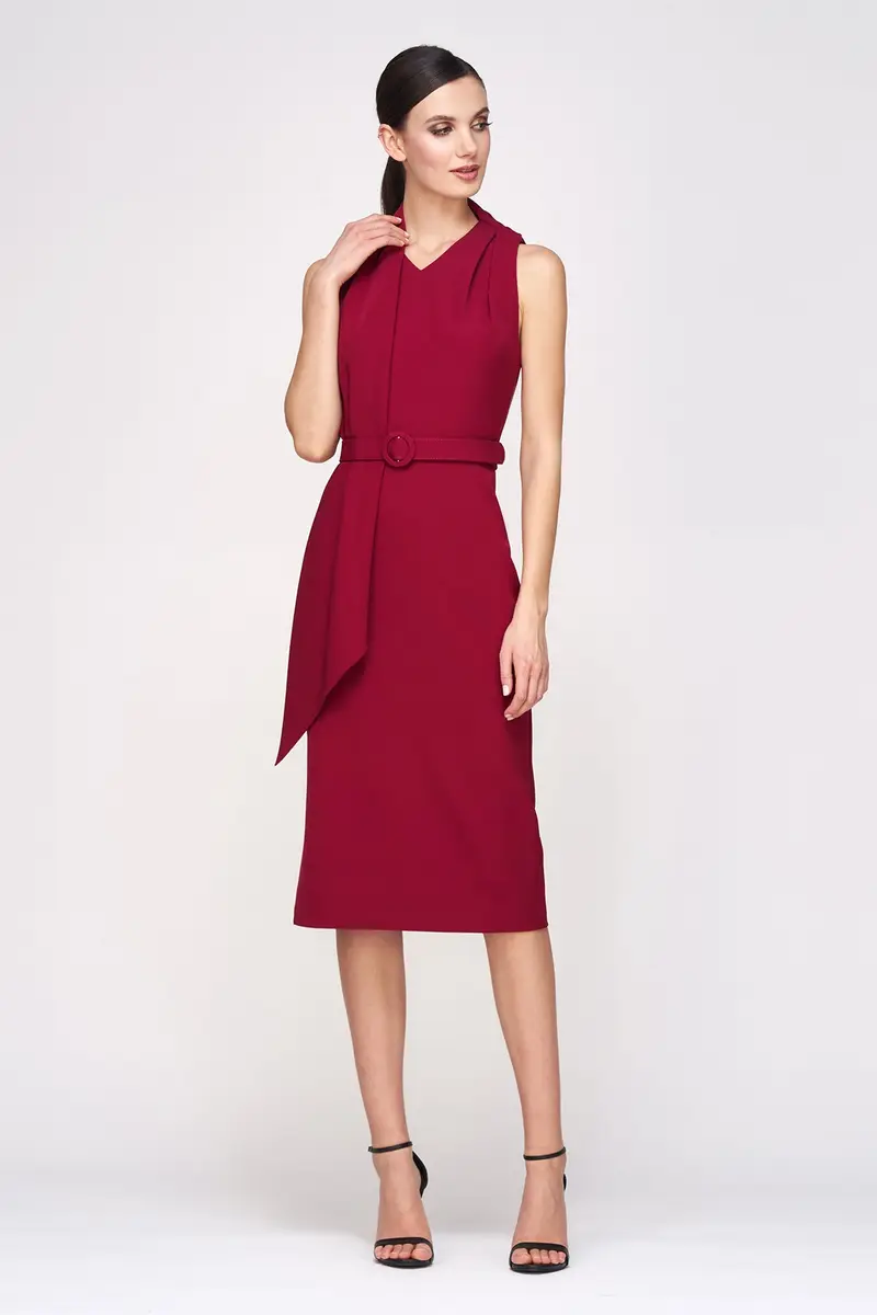 Annika Halter Neck Midi Dress in Stretch Crepe