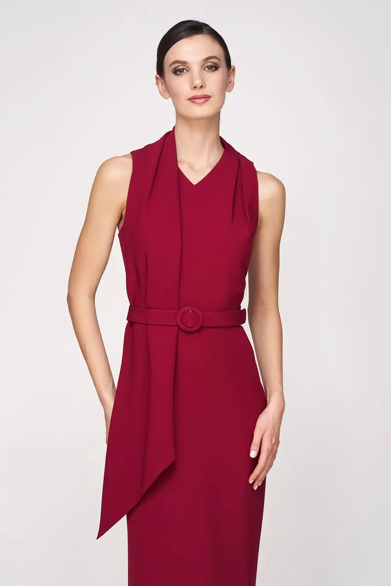 Annika Halter Neck Midi Dress in Stretch Crepe