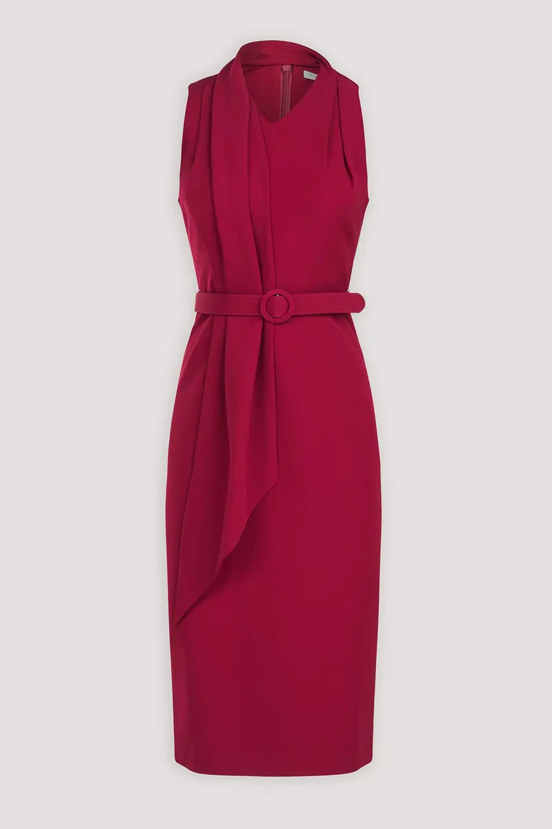 Annika Halter Neck Midi Dress in Stretch Crepe