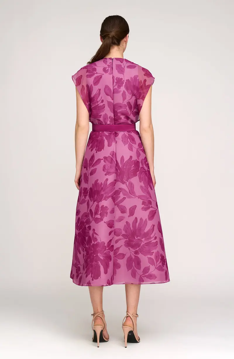 Artistic Hand-Painted Chiffon Tea-Length Dress 2