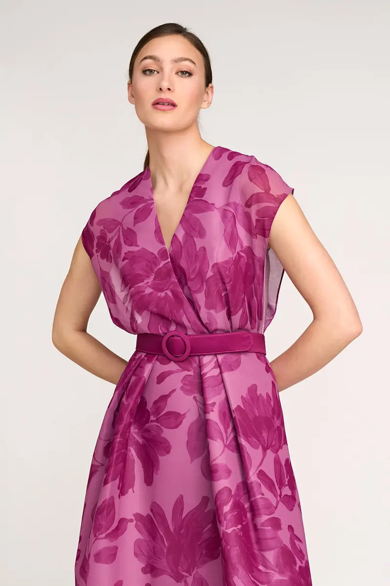 Artistic Hand-Painted Chiffon Tea-Length Dress