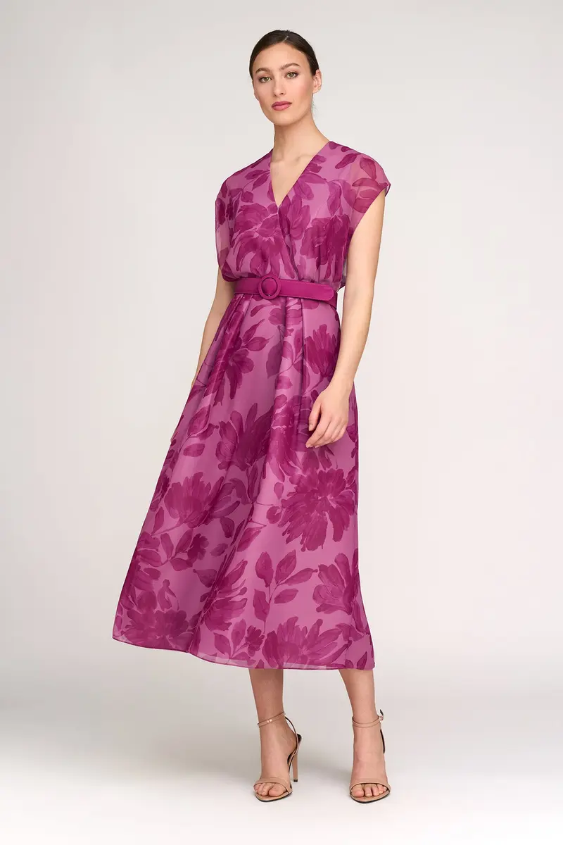 Artistic Hand-Painted Chiffon Tea-Length Dress