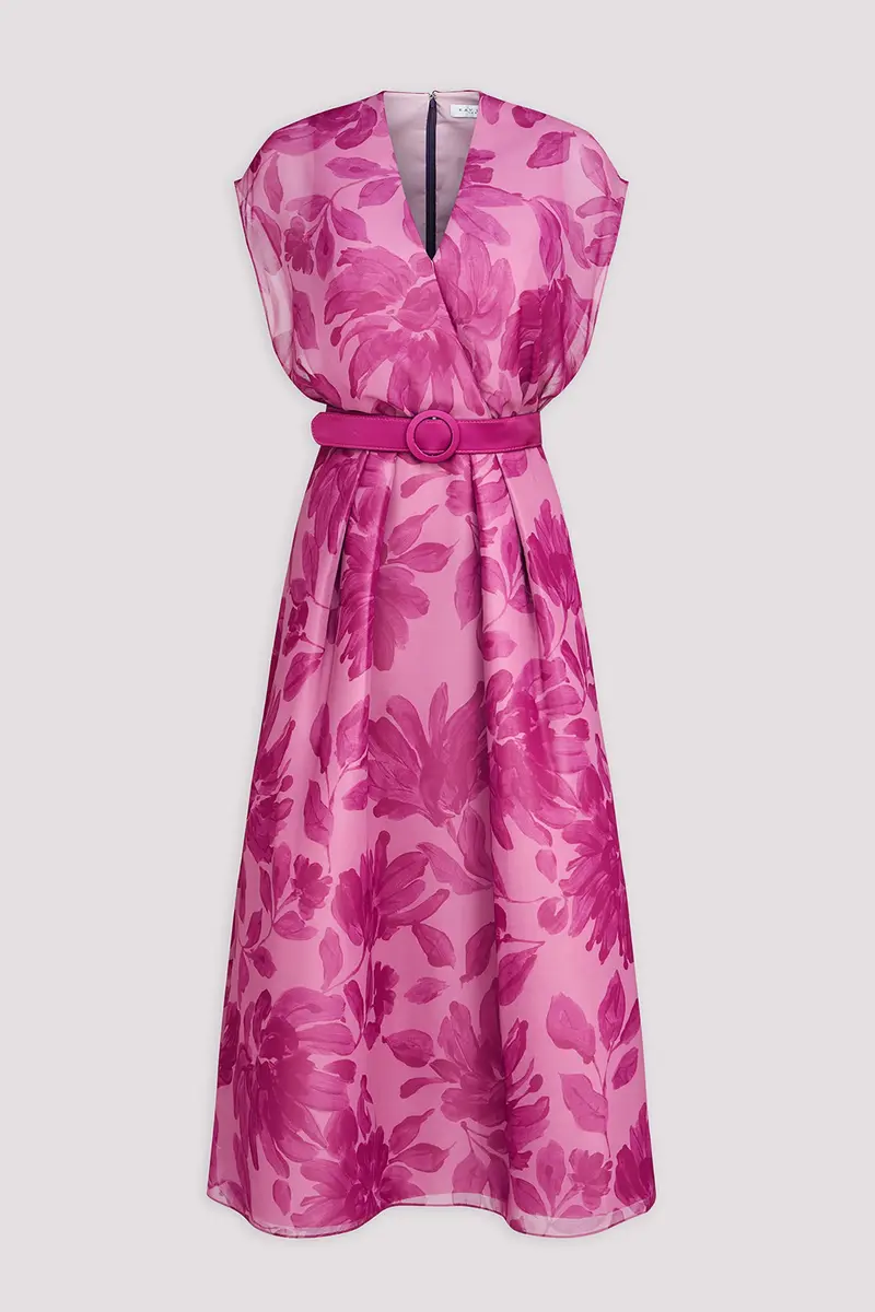 Artistic Hand-Painted Chiffon Tea-Length Dress