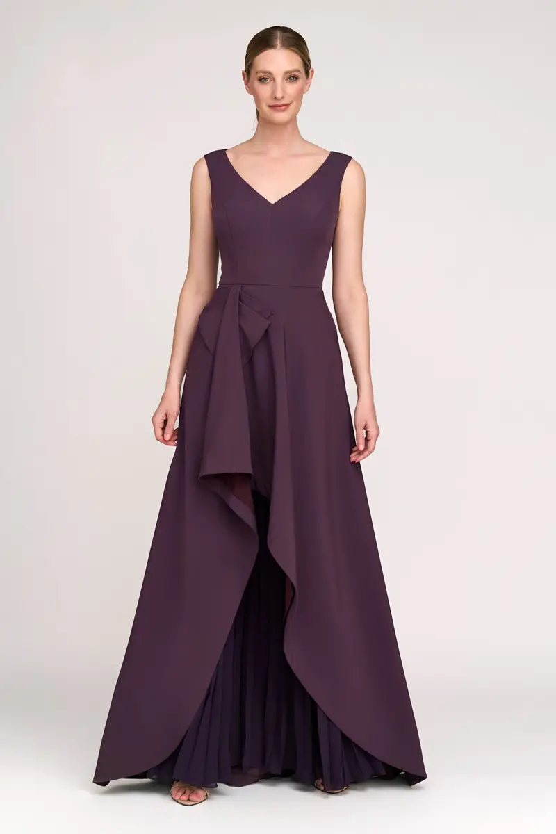 Aster Ruffle-Neck Stretch Crepe Gown