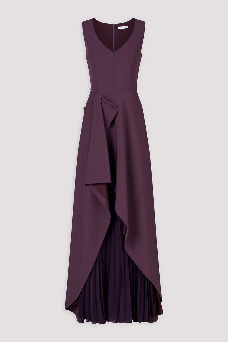 Aster Ruffle-Neck Stretch Crepe Gown