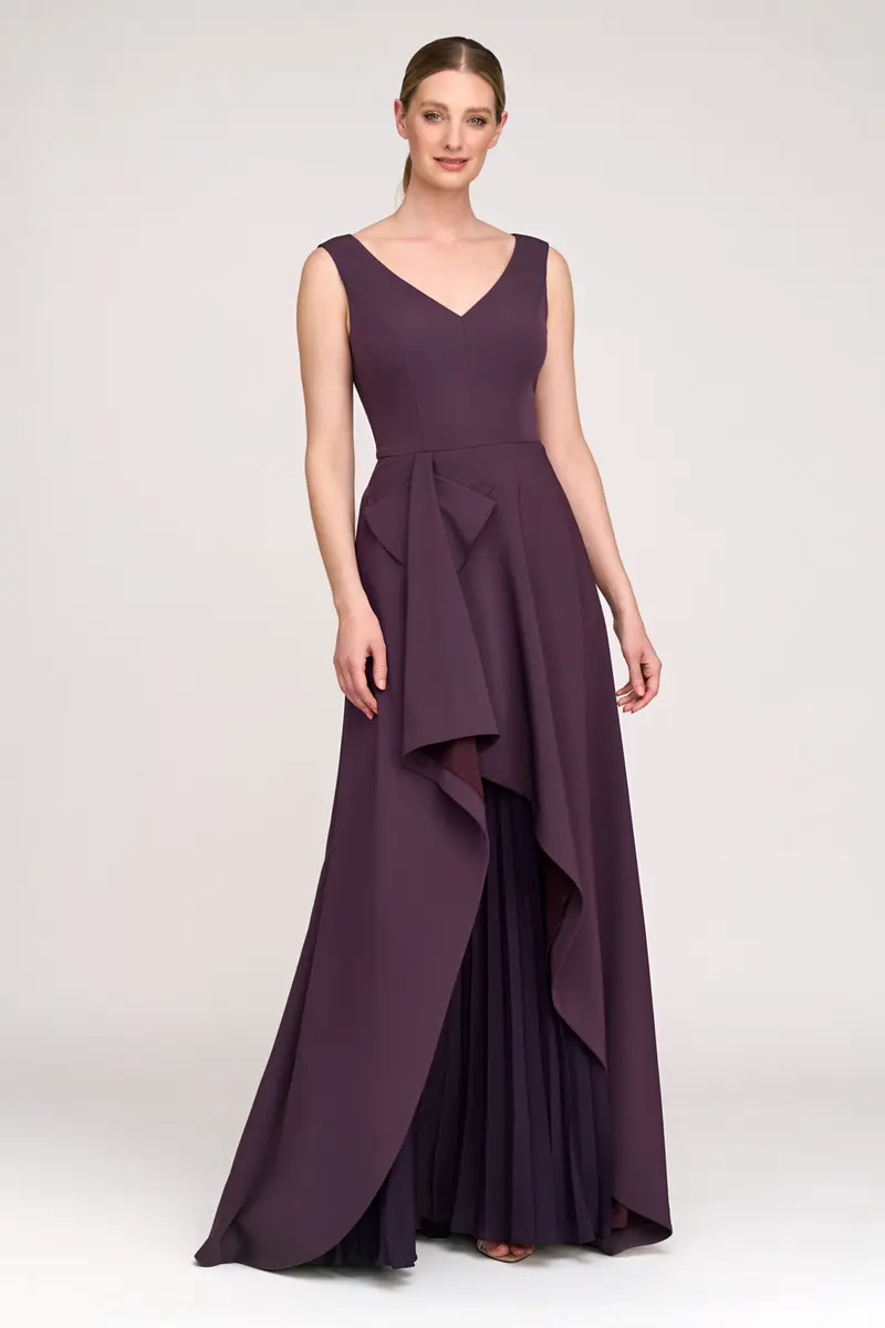 Aster Ruffle-Neck Stretch Crepe Gown