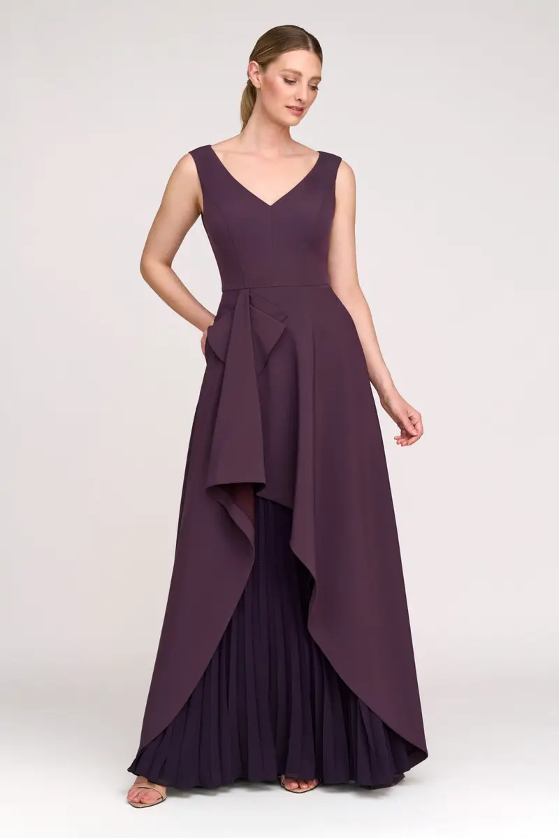 Aster Ruffle-Neck Stretch Crepe Gown