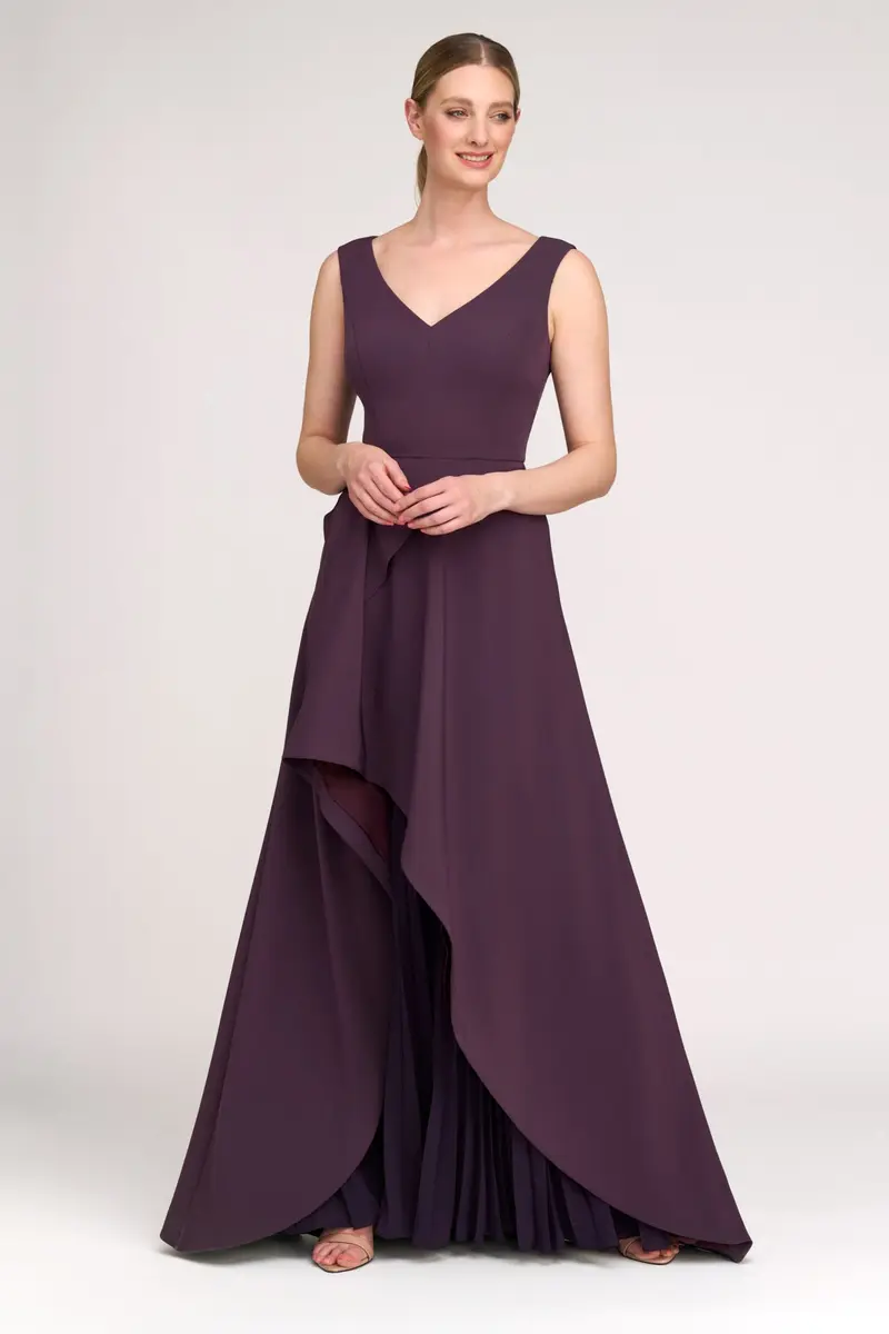 Aster Ruffle-Neck Stretch Crepe Gown