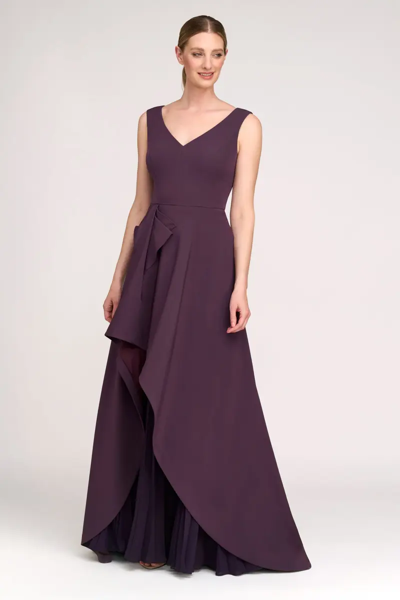 Aster Ruffle-Neck Stretch Crepe Gown