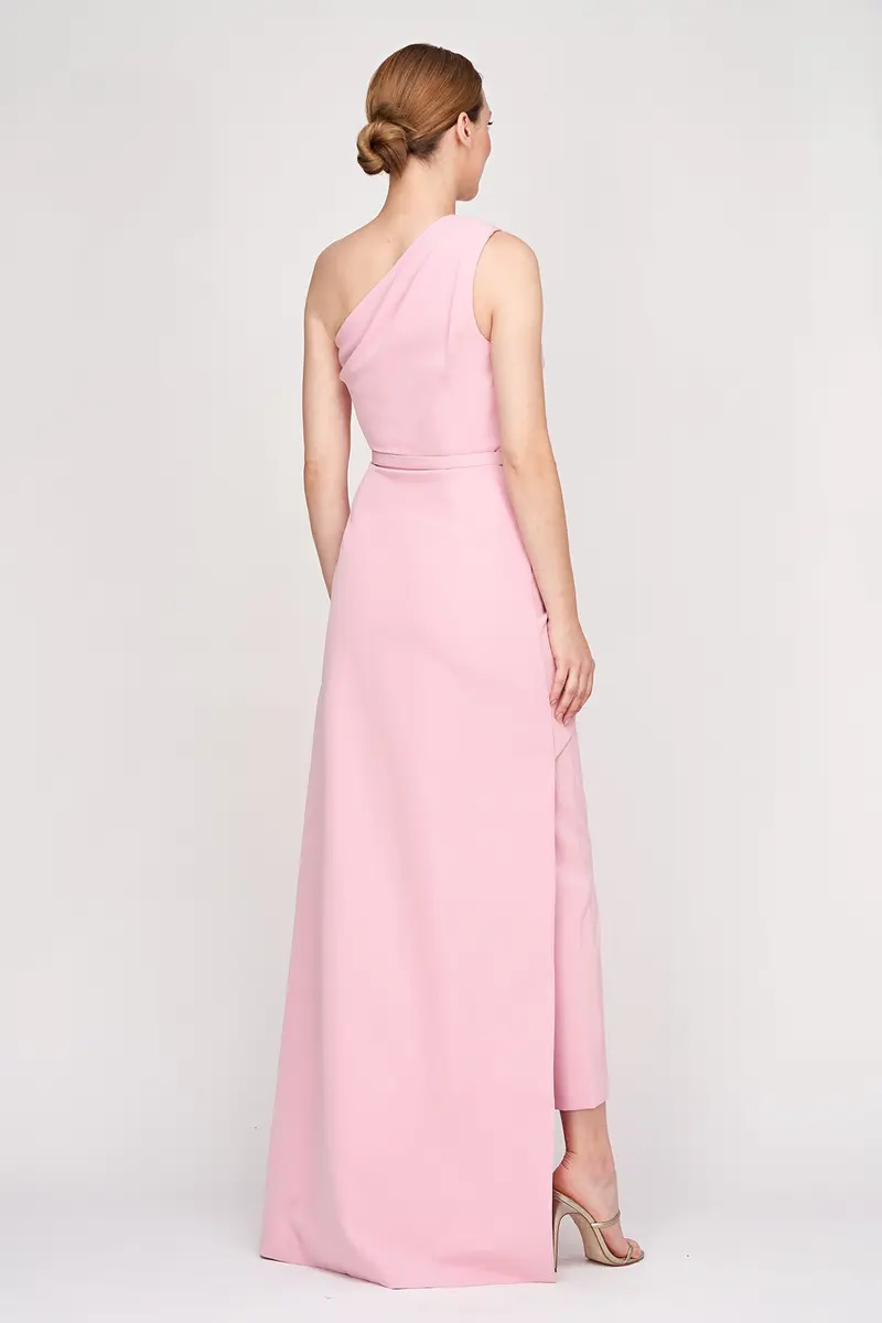 Asymmetric Grecian-Style Stretch Crepe Jumpsuit 2