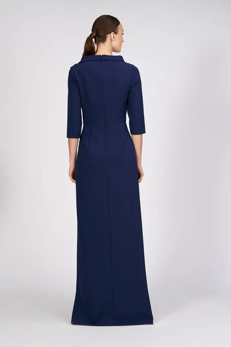 Asymmetrical Stretch-Crepe Evening Gown with Pleated Skirt 2