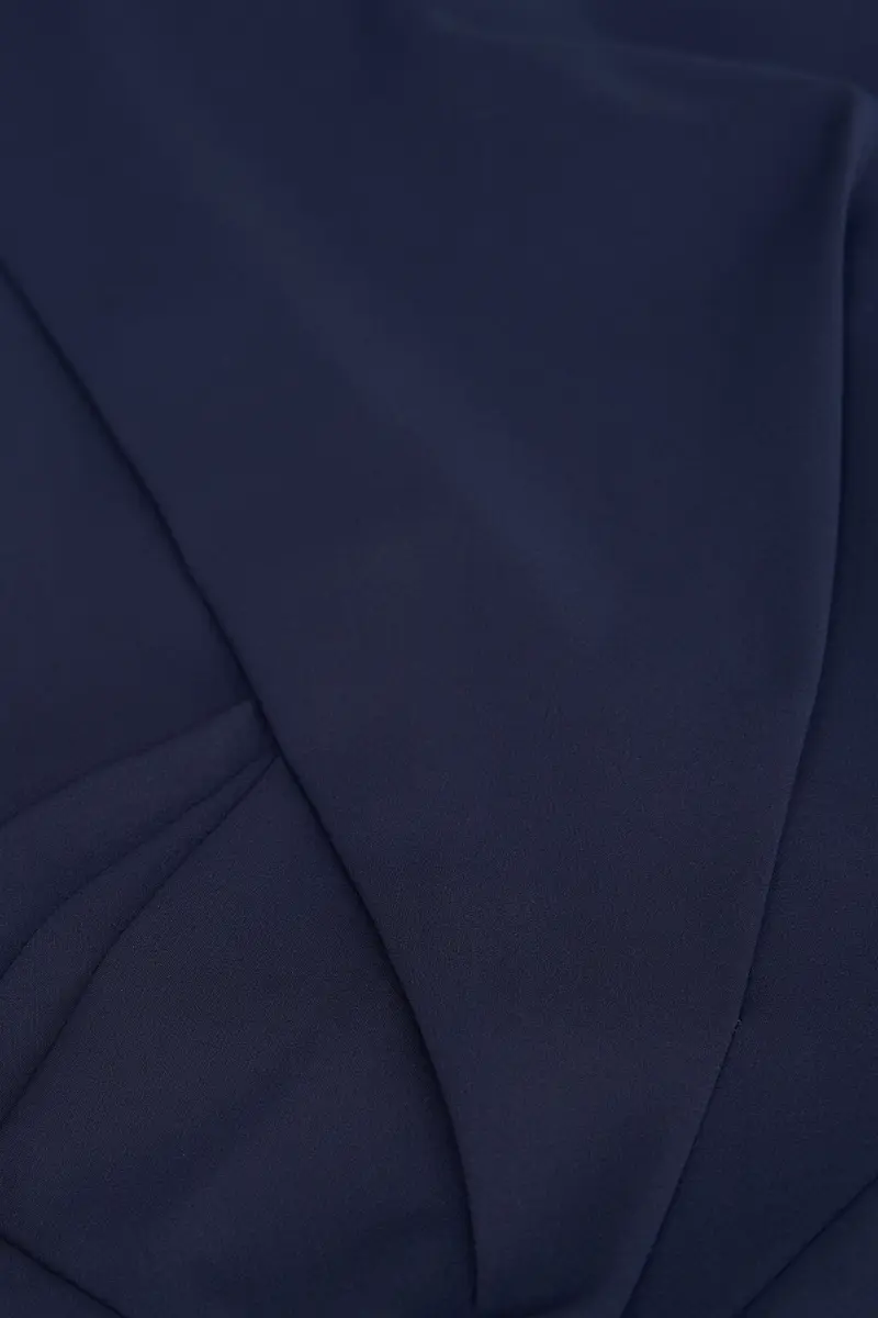 Asymmetrical Stretch-Crepe Evening Gown with Pleated Skirt