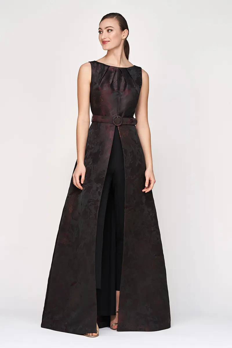 Babette Walk-Thru Jumpsuit in Metallic Taffeta Jacquard