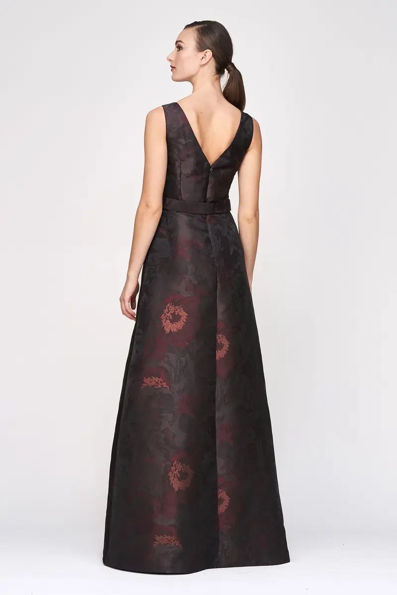 Babette Walk-Thru Jumpsuit in Metallic Taffeta Jacquard 2