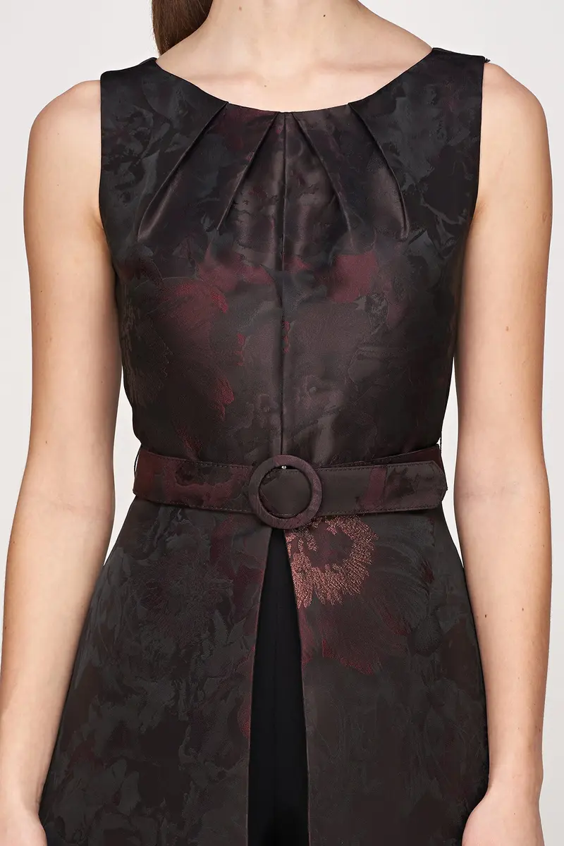 Babette Walk-Thru Jumpsuit in Metallic Taffeta Jacquard