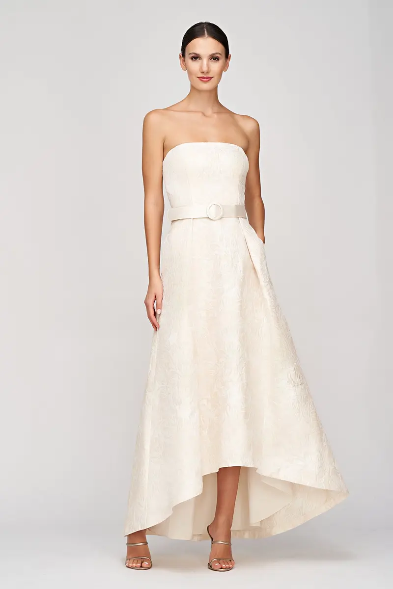 Bella Organza Jacquard High-Low Bridal Gown