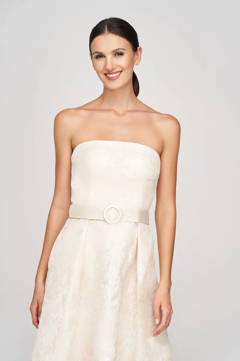 Bella Organza Jacquard High-Low Bridal Gown