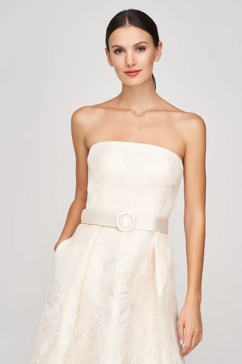 Bella Organza Jacquard High-Low Bridal Gown