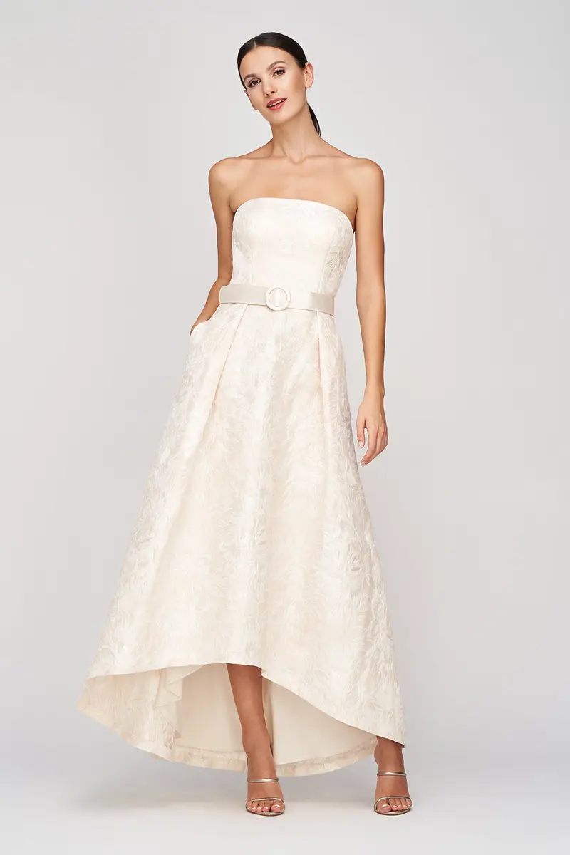 Bella Organza Jacquard High-Low Bridal Gown