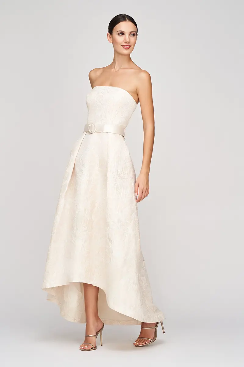 Bella Organza Jacquard High-Low Bridal Gown