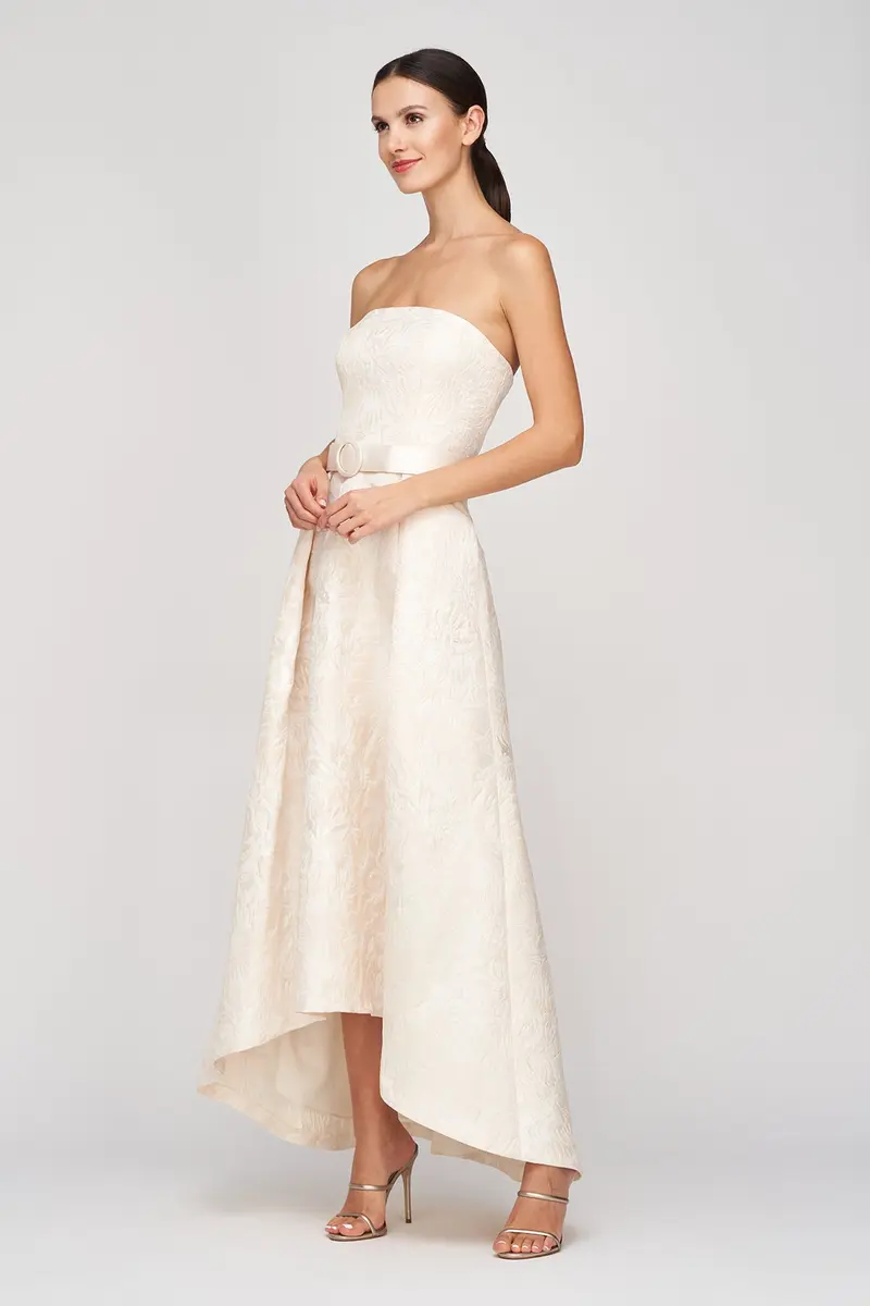Bella Organza Jacquard High-Low Bridal Gown