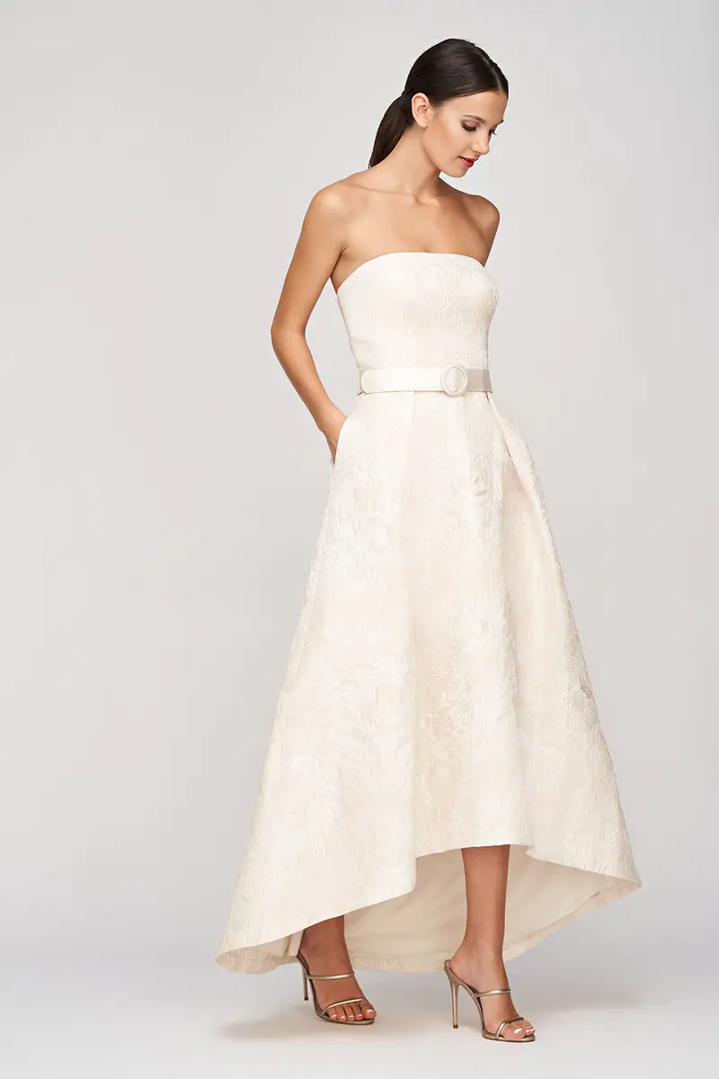 Bella Organza Jacquard High-Low Bridal Gown
