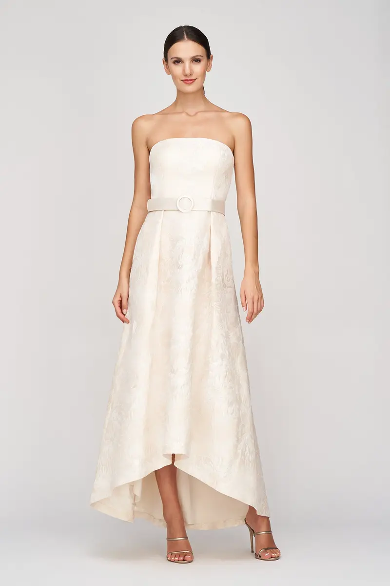 Bella Organza Jacquard High-Low Bridal Gown