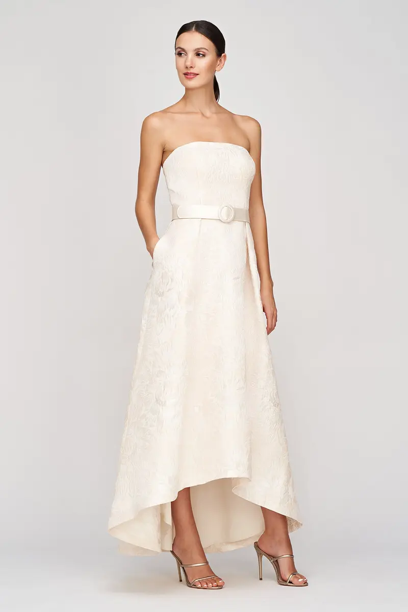 Bella Organza Jacquard High-Low Bridal Gown