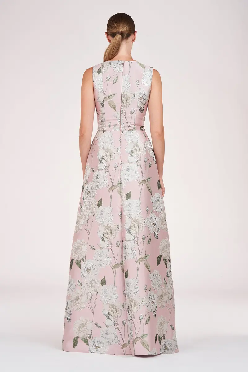 Bennet Metallic Floral Jacquard Jumpsuit 2