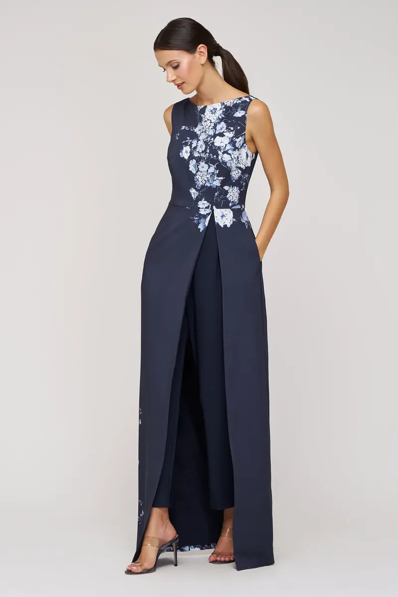 Blue and White Chinoiserie Walk-Thru Jumpsuit