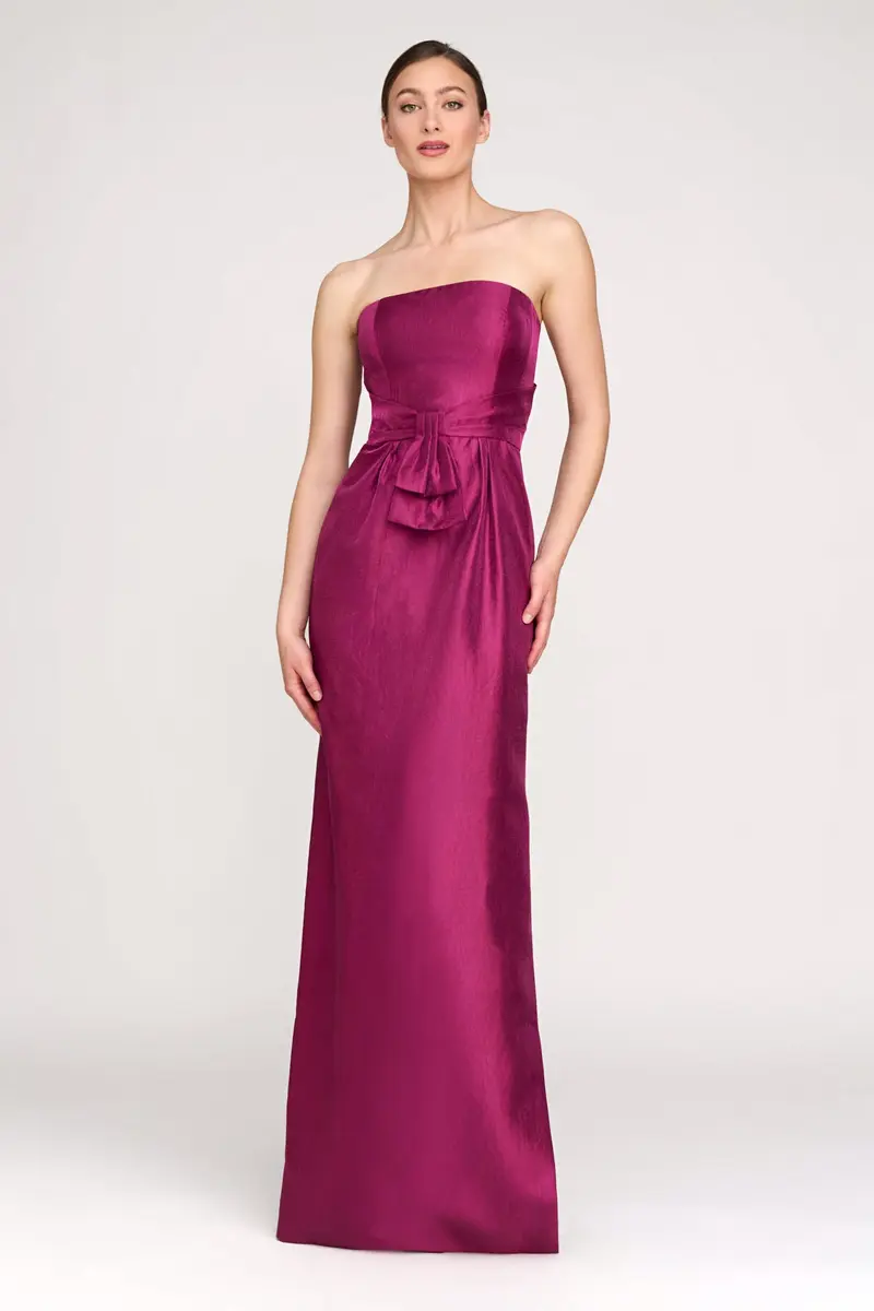 Boysenberry Metallic Organza Column Gown