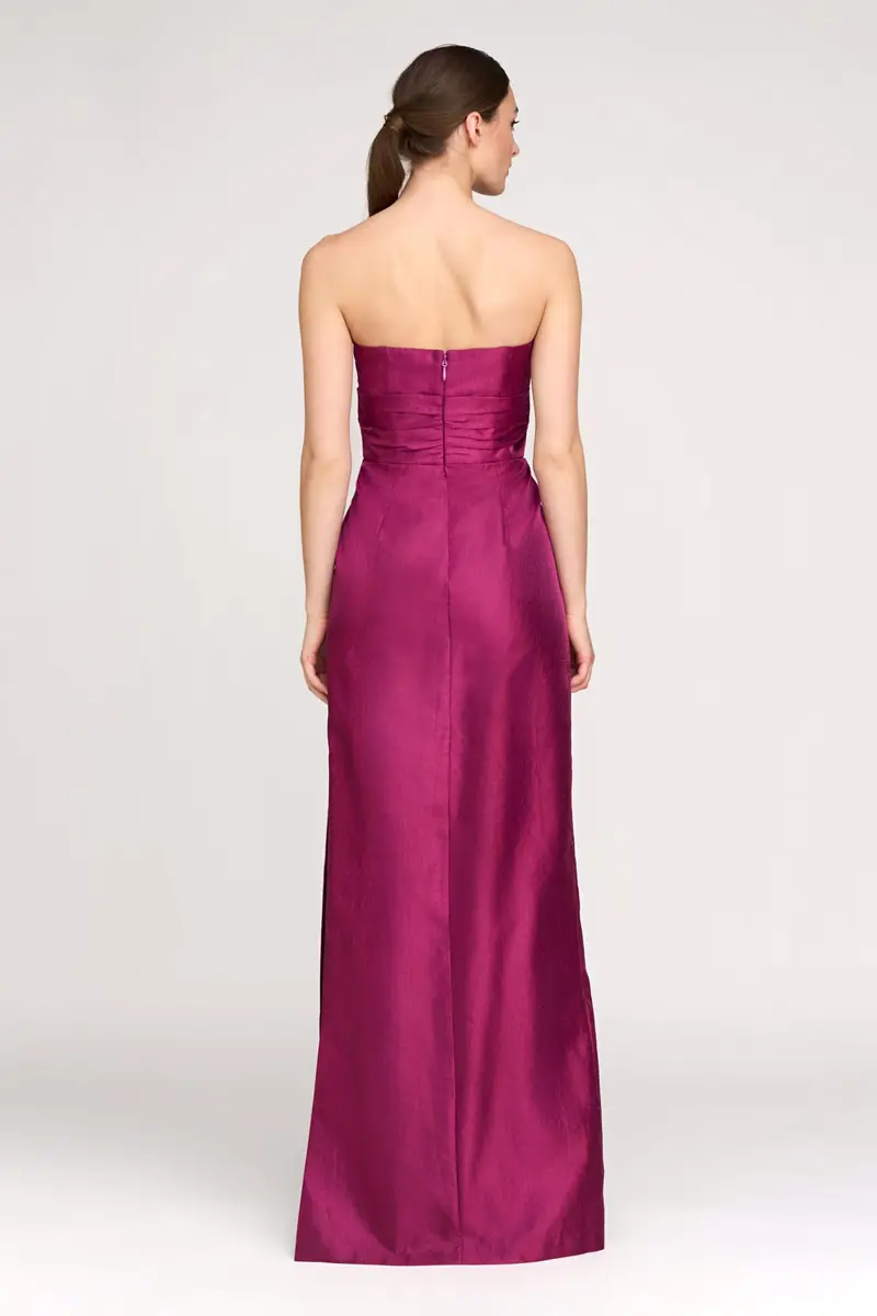 Boysenberry Metallic Organza Column Gown