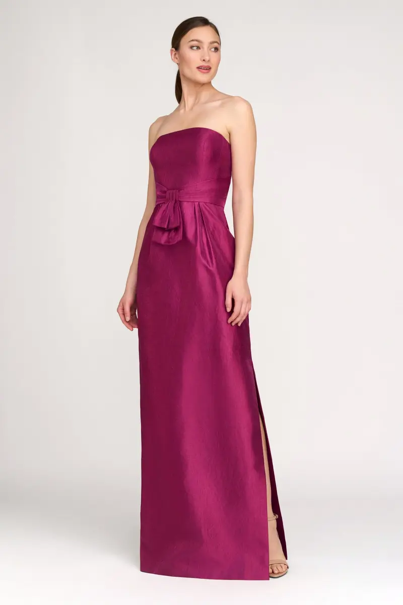 Boysenberry Metallic Organza Column Gown