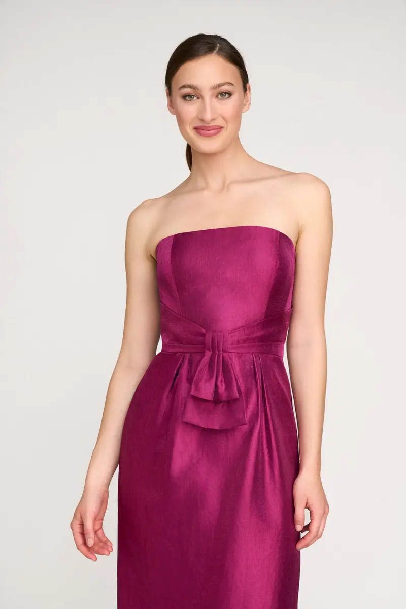 Boysenberry Metallic Organza Column Gown