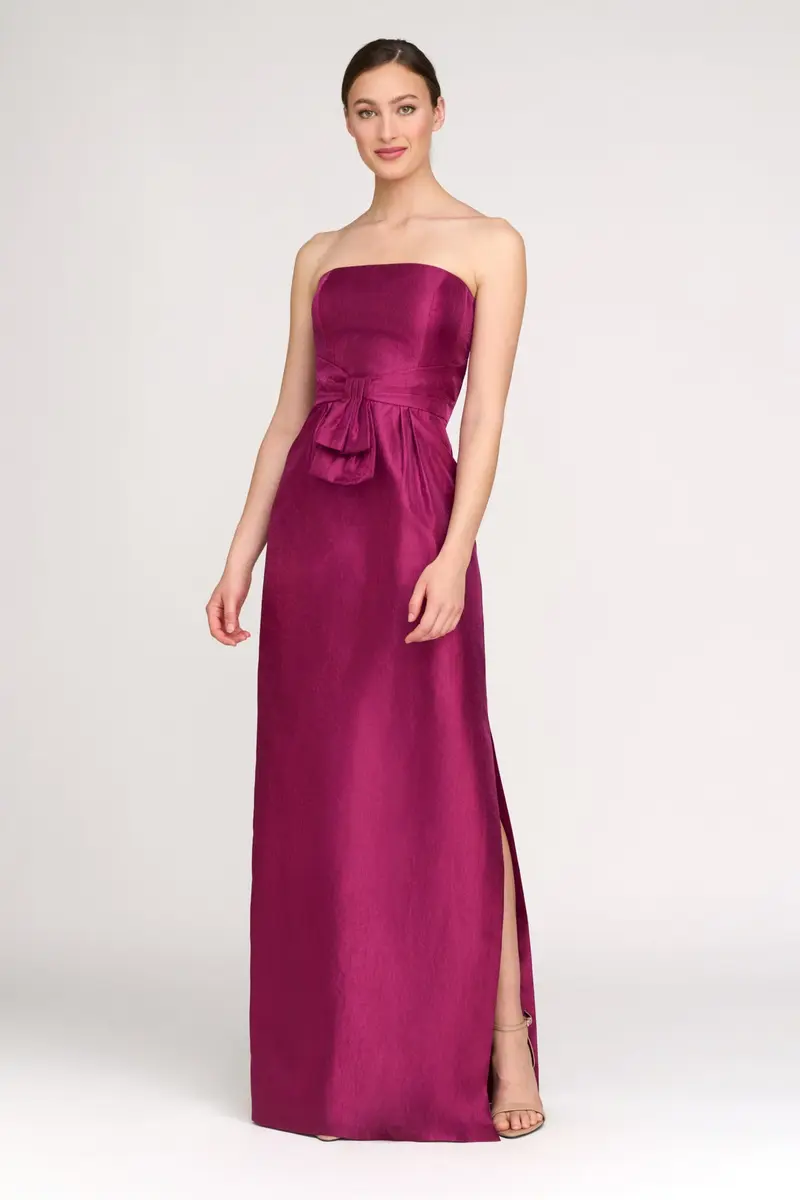 Boysenberry Metallic Organza Column Gown