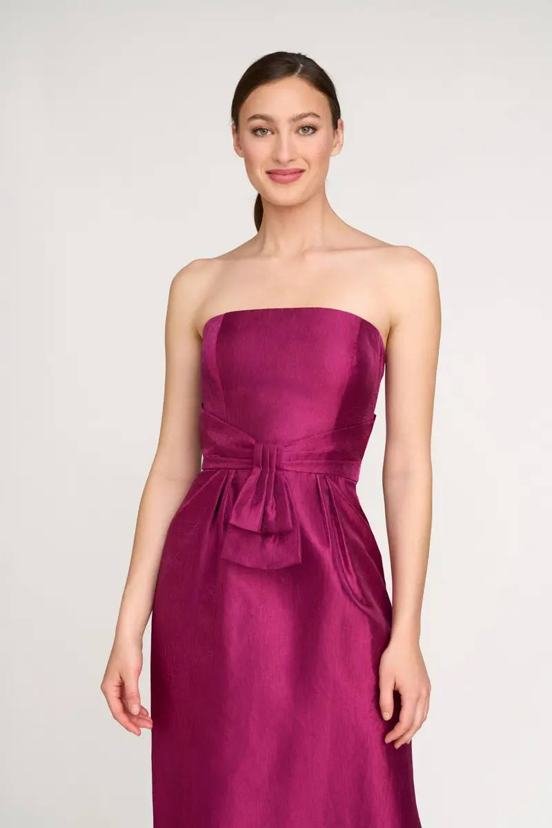 Boysenberry Metallic Organza Column Gown