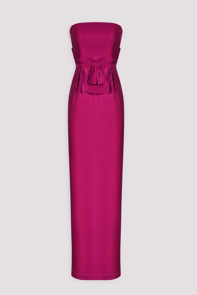 Boysenberry Metallic Organza Column Gown