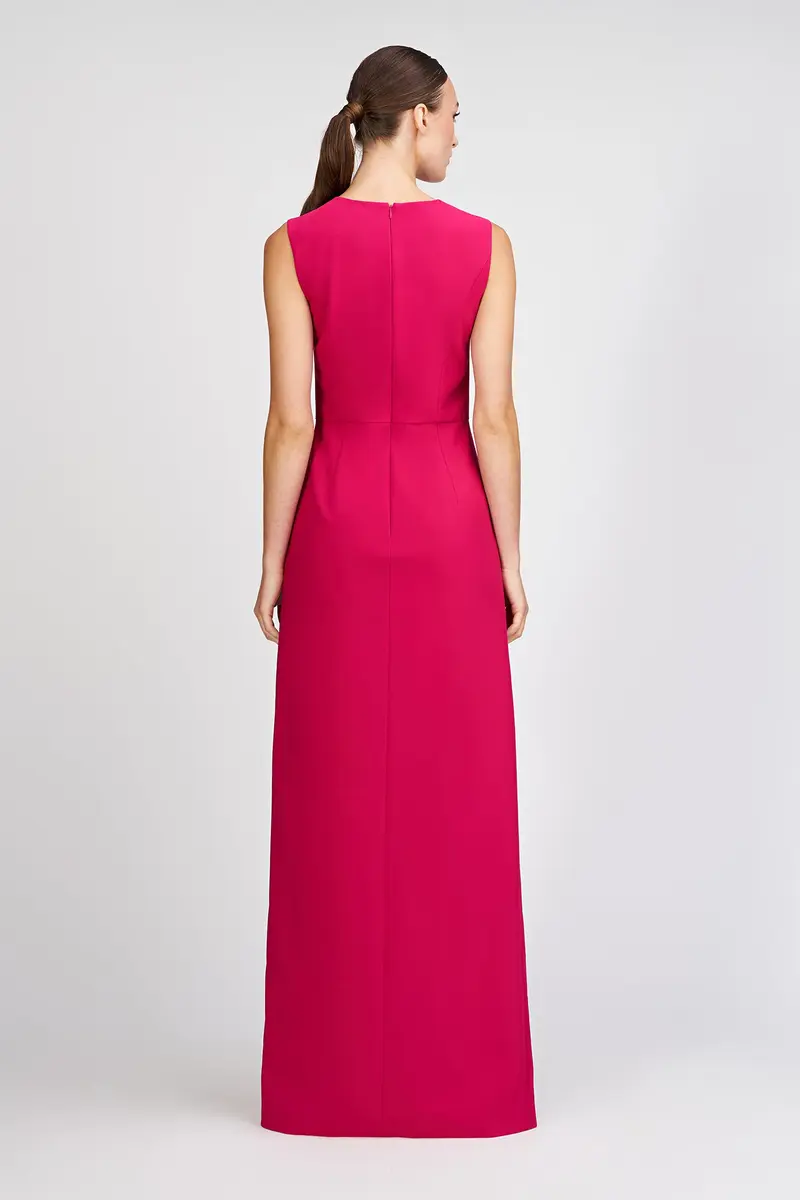 Brielle Structured Stretch Crepe Gown with Pleated Chiffon Skirt 2