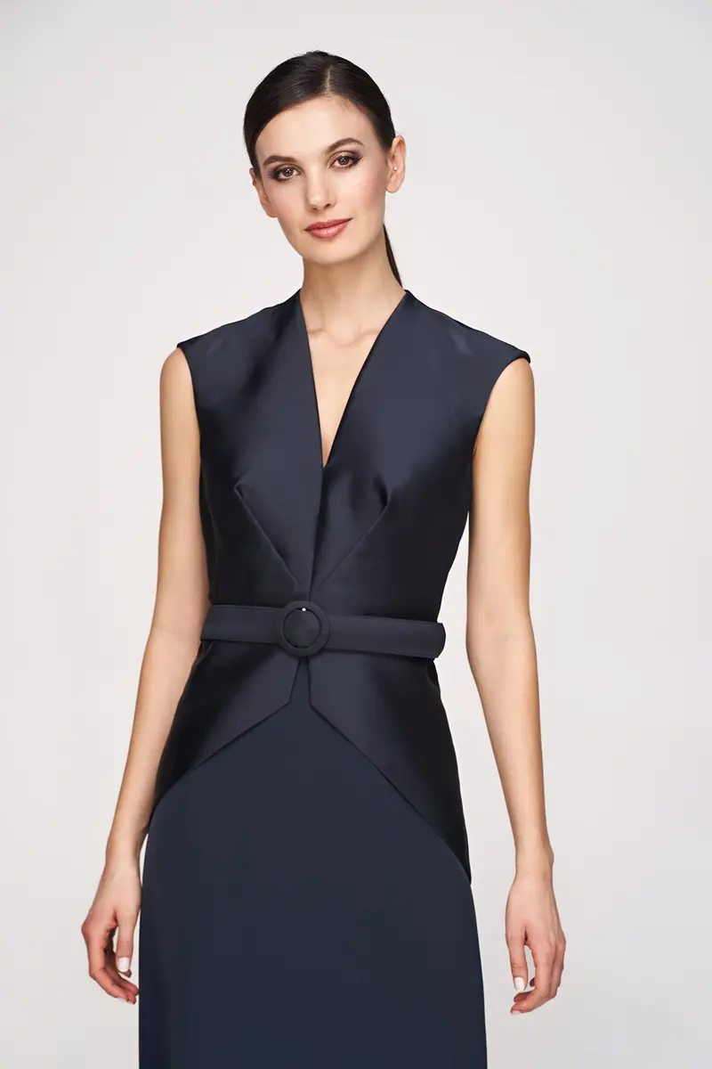 Bronwyn Swan-Neck Peplum Column Gown for Mother of the Bride