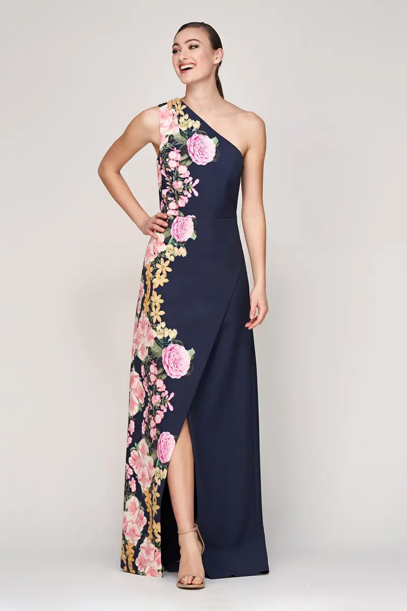 Carissa One-Shoulder English Garden Gown