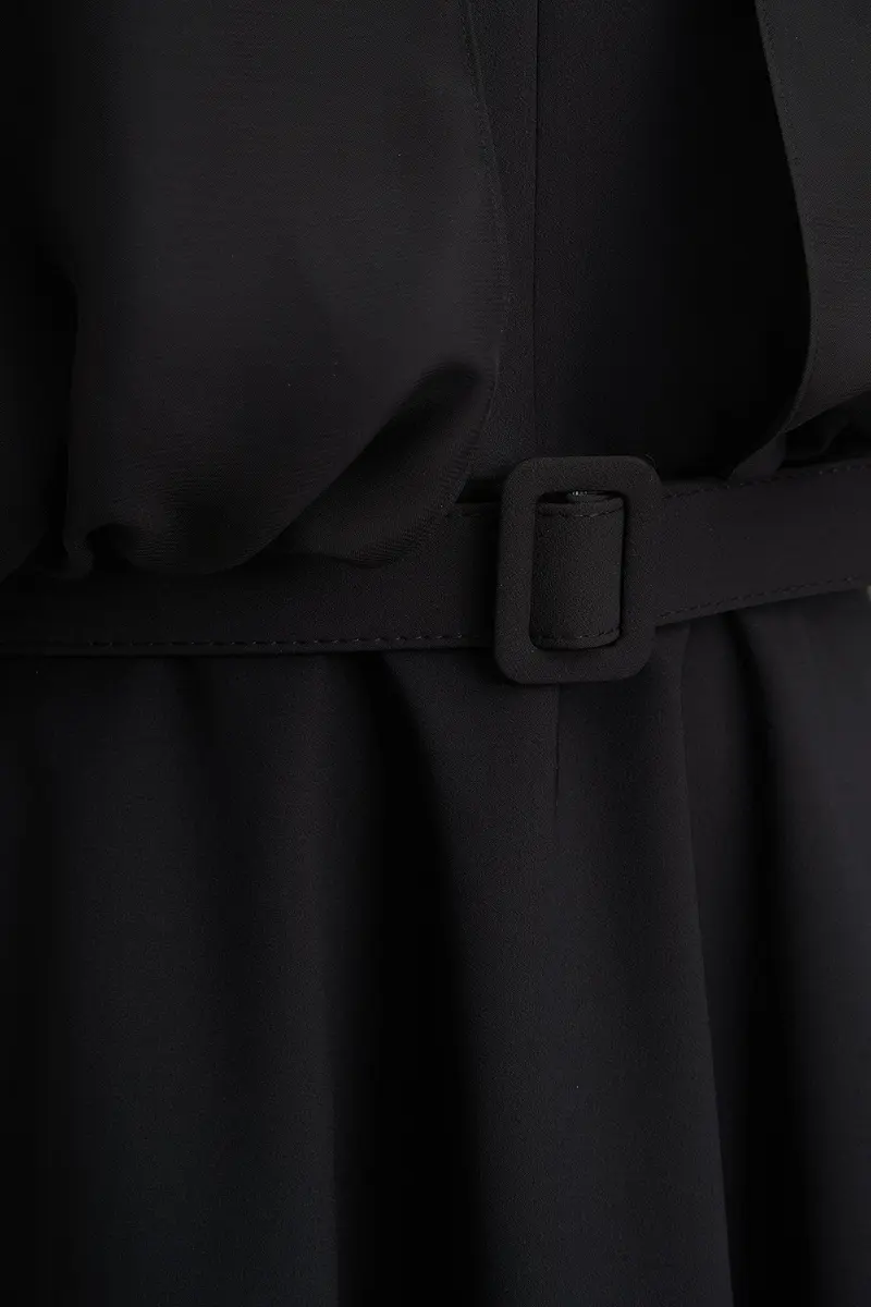 Deanna Stretch Crepe Midi Dress with Chiffon Capelet