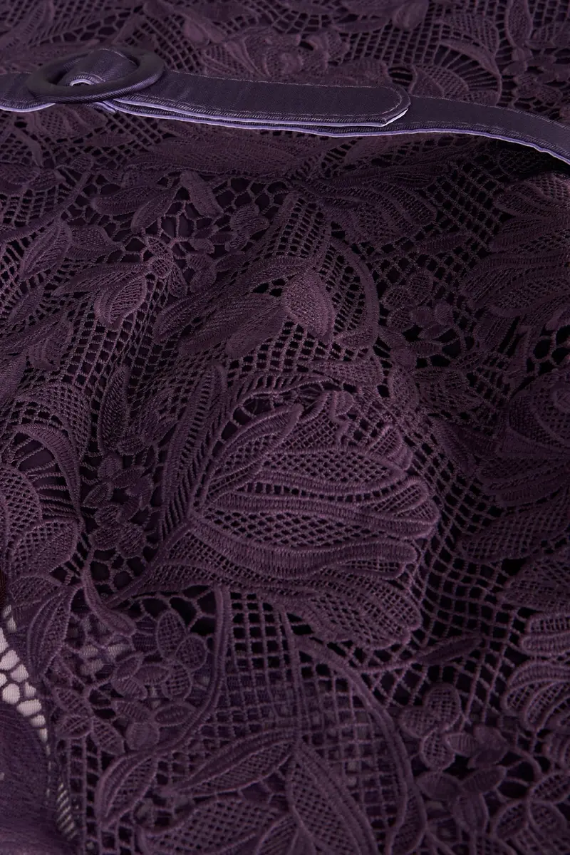 Delaney Iris Lace High-Low Gown with Bishop Sleeves