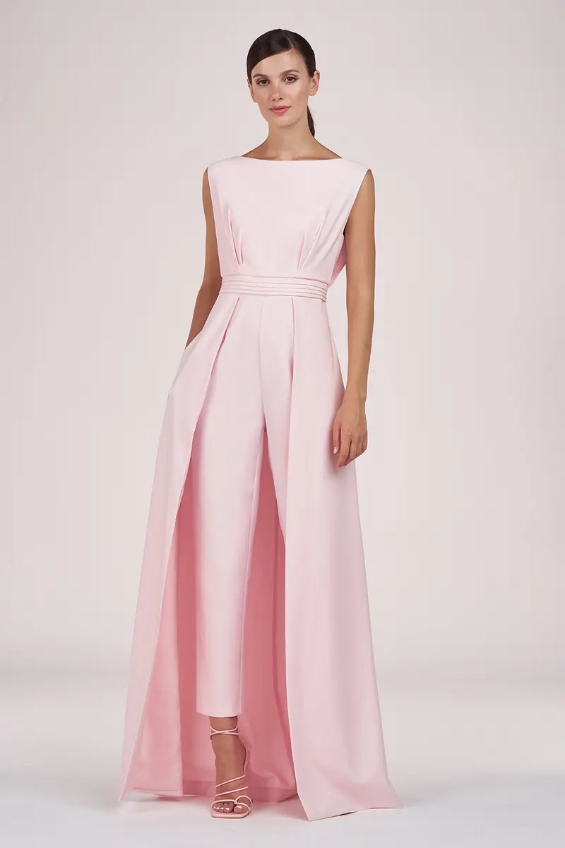 Demi Draped Blouson Jumpsuit in Stretch Crepe