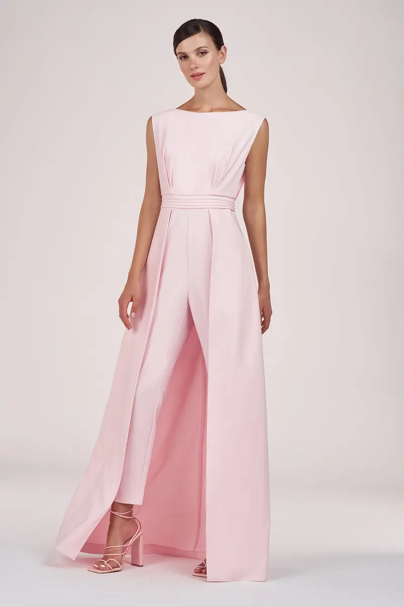 Demi Draped Blouson Jumpsuit in Stretch Crepe